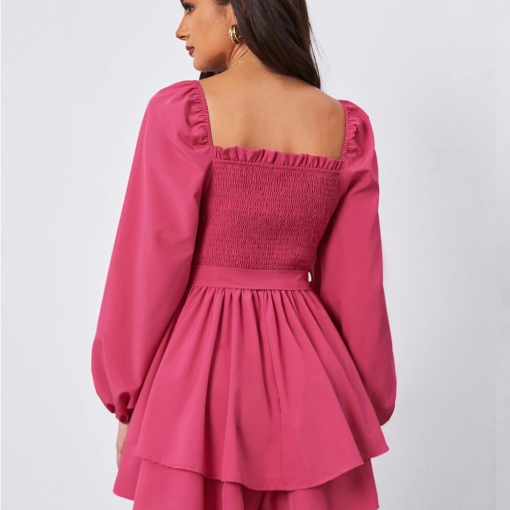 Chic Pink Smocked Romper - Picture 4 of 4